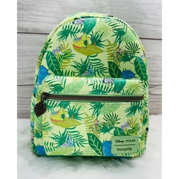 Loungefly Disney A Bugs Life Heimlich Floral Leaf Allover Print Mini Backpack